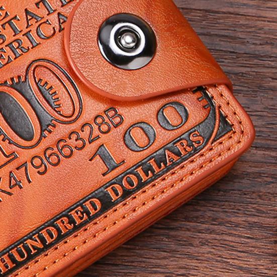 Retro Men Wallet Portable Waterproof Faux Leather Slim Credit Card Holder Bi-fold Short Wallet Multi-functional Front Pocket Wallet