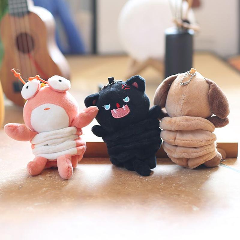 Cute Lobster Puppy Black Cat Plush Keychain Cute Bag Pendant Creatuve Fluffty Animals Keyring Kawaii Stuffed Doll Keychain