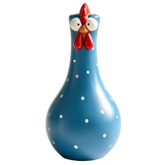 Weather Resistant Garden Art Resin Big Eyed Chicken Vase for Flowers, Cute Animal Planter, Small Flower Decorative Figurine Home Pot, Statue