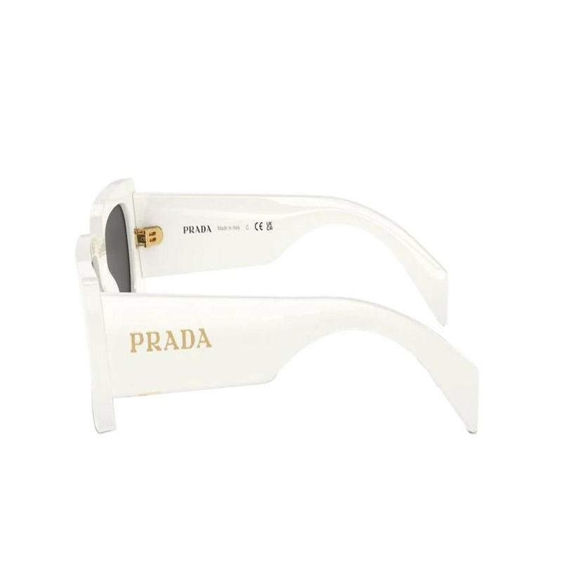 Prada Temple Logo Acetate Acetyl Rectangular Sunglasses Unisex Couple Style White white 52