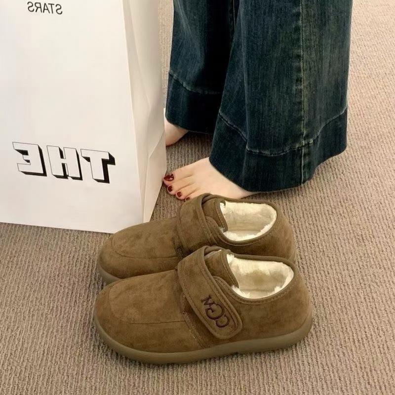 Winter new soft-soled shoes new fashion Velcro cotton shoes Doudou one-pedal women's cotton shoes