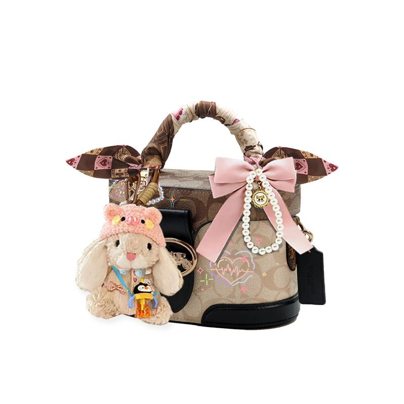 

COACH handbag [Customized bag] Georgie 20, classic, fashionable and versatile JELLYCAT cowhide, wind Pink Rabbit basic package (bag + dust bag) рожевий