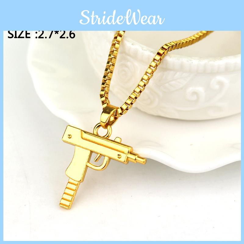 Uzi Submachine Gun Alloy Box Chain Necklace With Geometric Pendant For Casual Wear