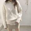Korean Sweater Women's Loose Knit Sweater Lazy Style Pullover Sweater Round Neck Sweater Autumn and Winter