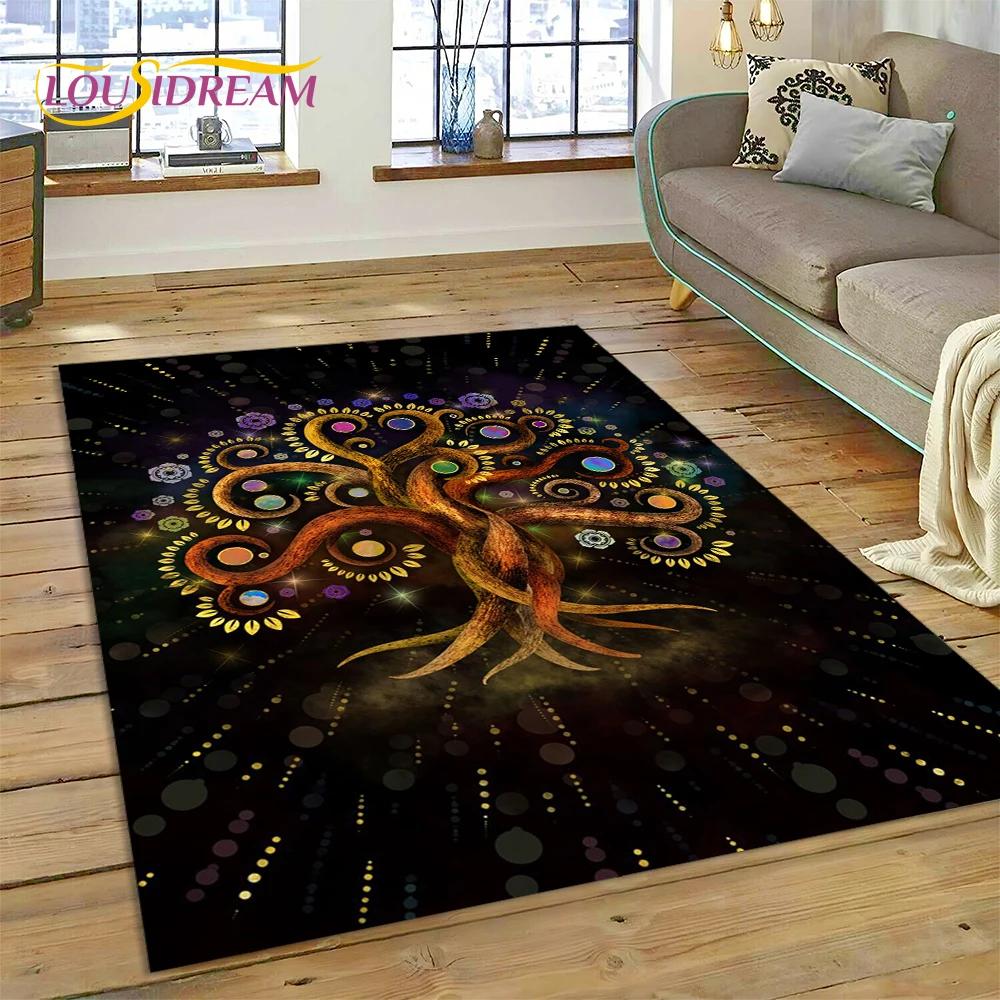 Nordic Mythology Yggdrasil Nature Tree of Life Carpet Rug for Home Living Room Bedroom Sofa Doormat Decor,kid Non-slip Floor Mat