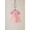 Rosa kurze Ballon-Stoffärmel, detailliertes Tutu-Tutu-Kleid für Babymädchen