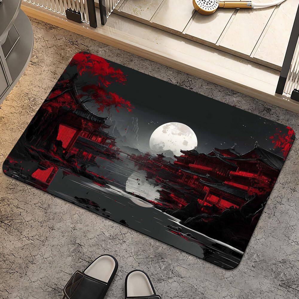 Rendering Flower Toilet Decorative Floor Mat Absorbent Bathroom Floor Mat Diatom Mud Floor Mat Absorbent Floor Mat Toilet