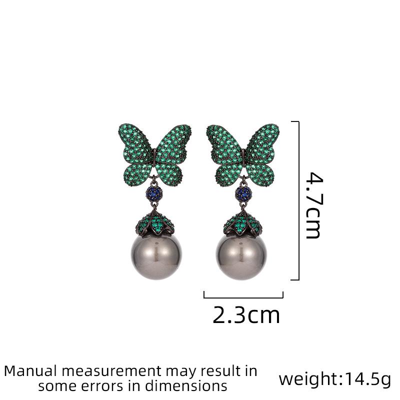 SUYU Women's Light Luxury Elegant Imitation Pearl Butterfly Earrings Fashionable and Versatile Unique and Design Sense Earrings