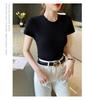 Pure cotton t-shirt, women's short sleeved slim fit, niche and beautiful Western style small shirt, T-shirt, short top JS