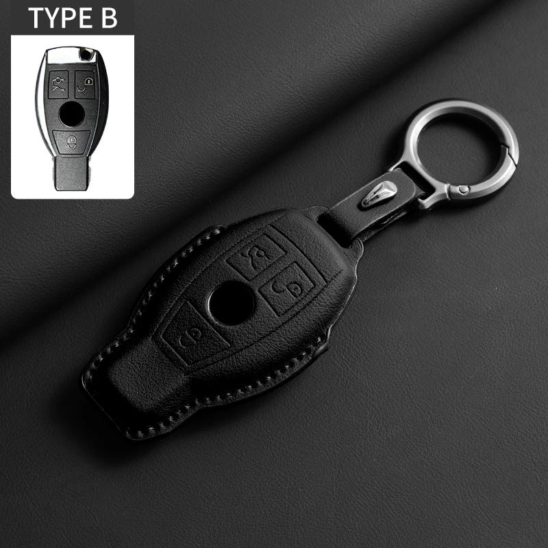 """Pouzdro na klíč od auta z plné kůže s odklápěcím víkem pro Mercedes Benz třídy A C E S G GLC CLE CLA GLB GLS GLA W177 W205 W213 W222 X167"""