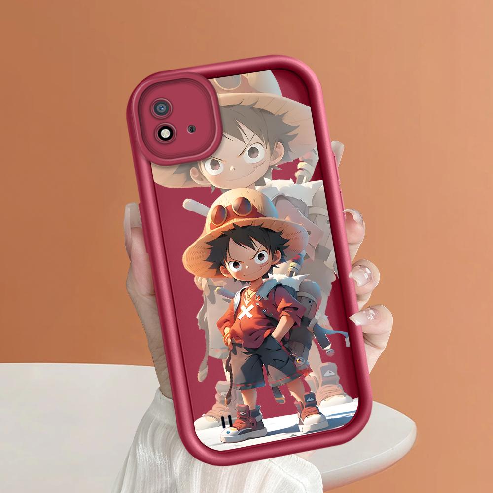 Soft Silicone Square Ladder Printing Pattern Phone Casing Full Cover Camera Shockproof Protection Rubber Case for OPPO Realme