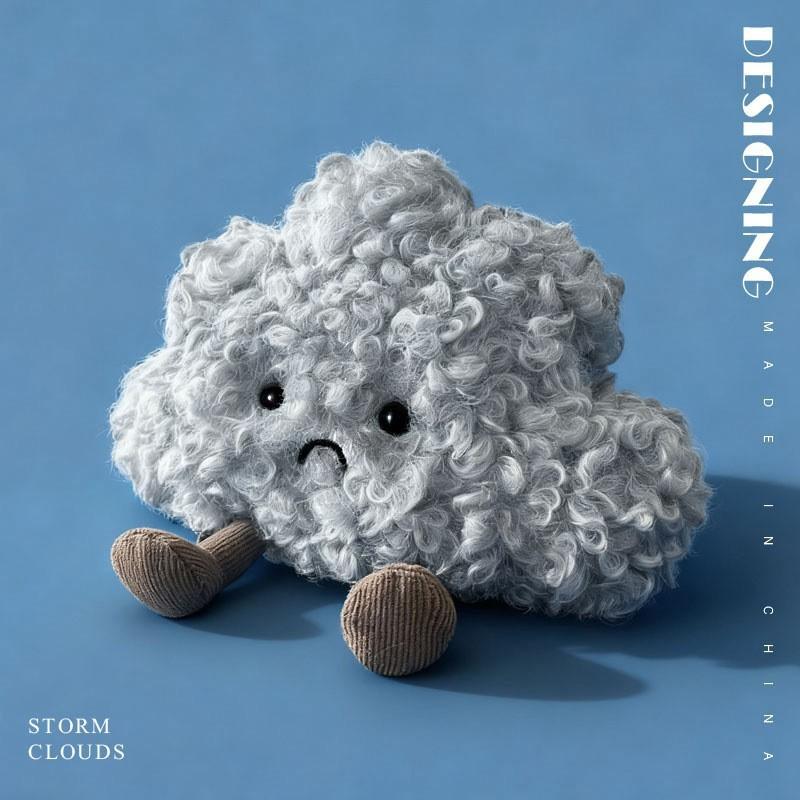 Cute Cloud Plush Keychain, Fluffy Backpack Charm, Storm Cloud Pendant, Birthday Gift for Girls