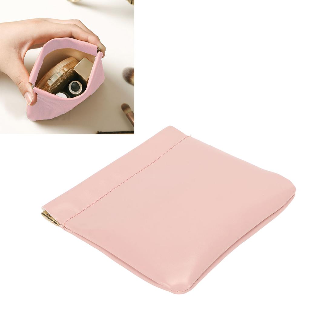 Lipstick Bag PU Leather Waterproof Automatic Closure Portable Cosmetic Bag for Travel Outing