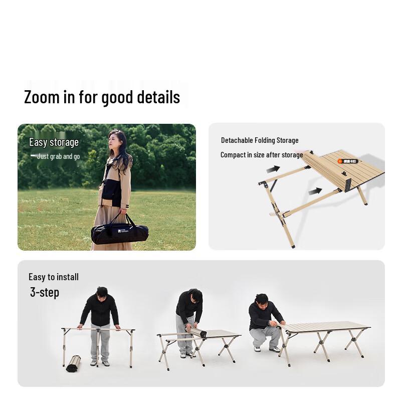 MOBIGARDEN Carbon Steel Roll-up Camping Table