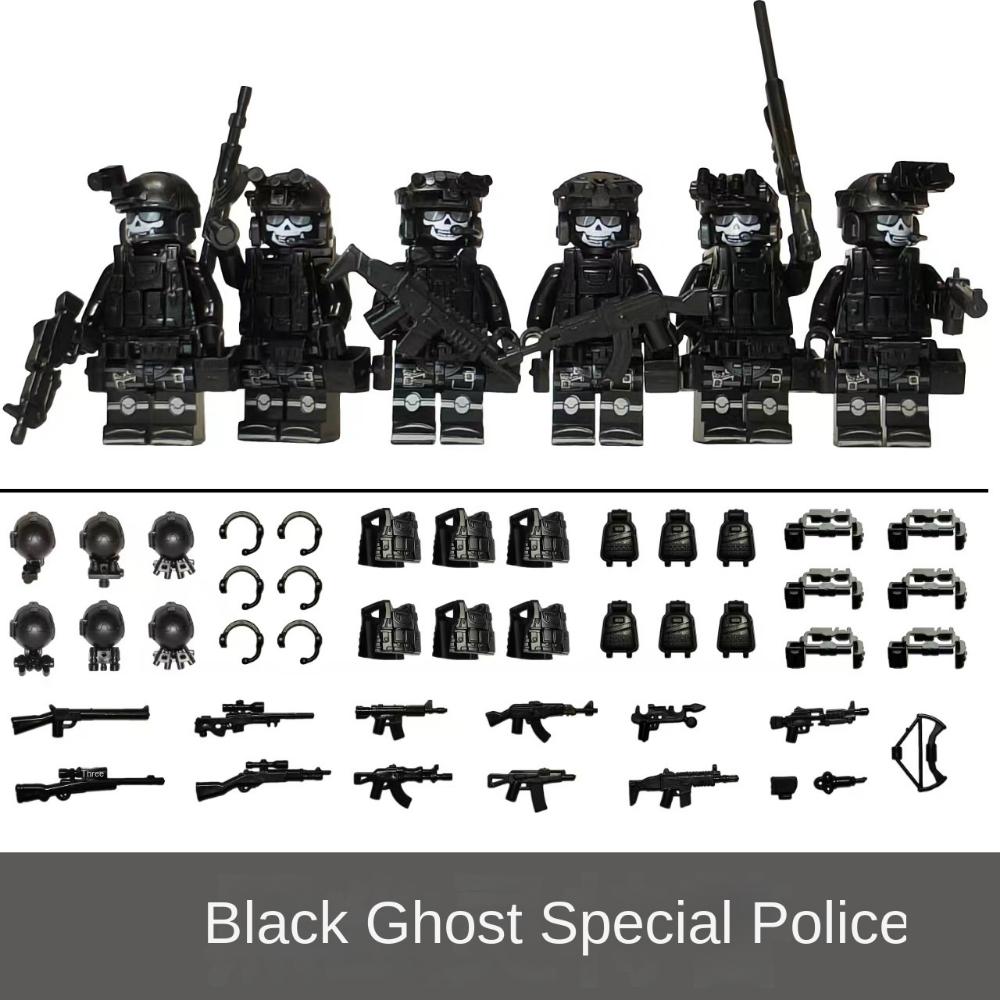 

Военные строительные блоки, камуфляж «Призрак», спецназ, куклы, оружие и снаряжение, подарки на день рождения, гуманоидные куклы.