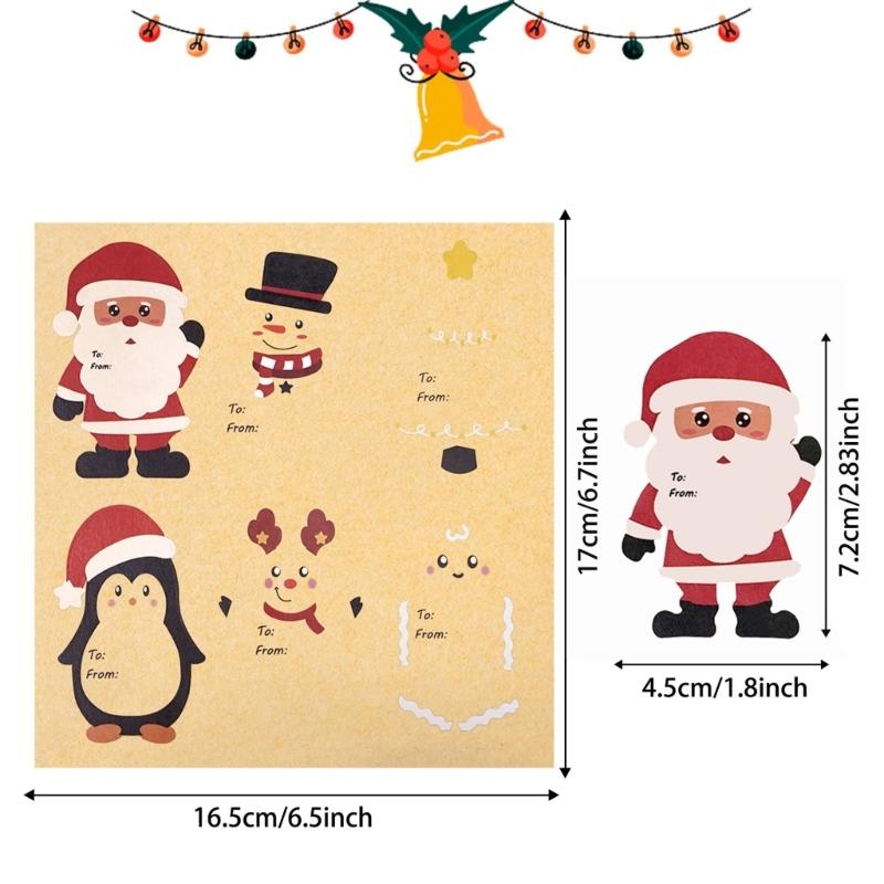 10PCS Christmas Label Individual-Adhesive Wrapping Label Christmas Name Transfers for Envelopes Box Cards Christmas Decoration