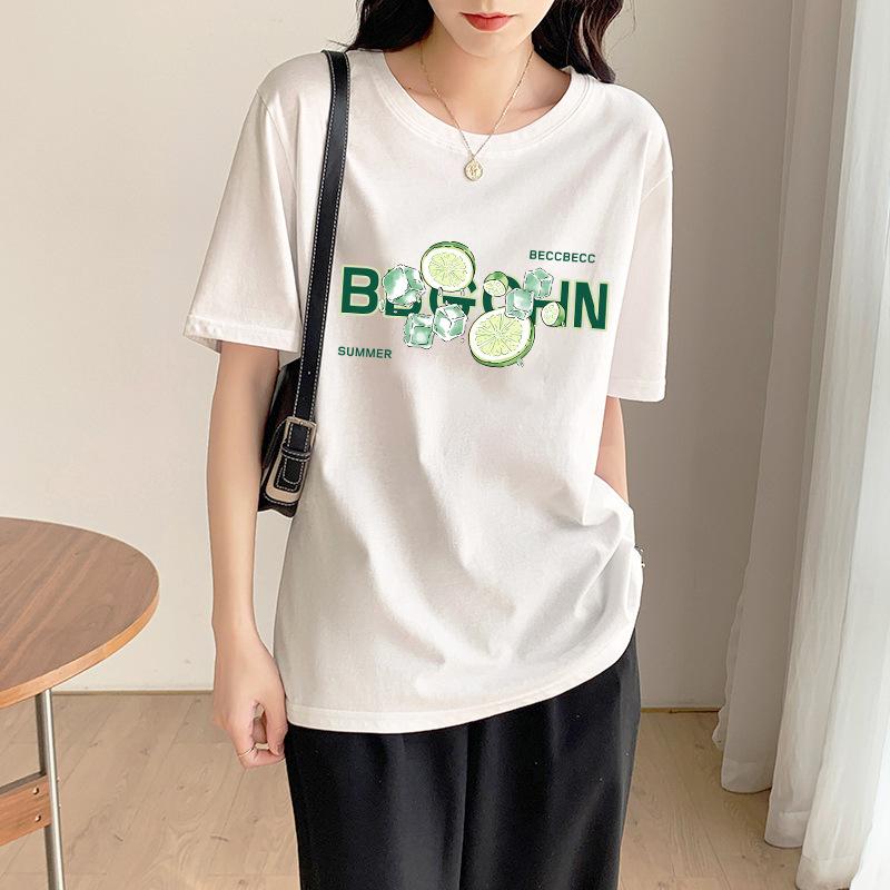 Women's Casual Short Sleeve T-Shirt Cute Cartoon Bear Print Loose Crew Neck Summer Basic Tee Top
