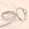 Moonlight Lover Moonstone Couple Rings: Fashionable Valentine's Day Open Adjustable Gift