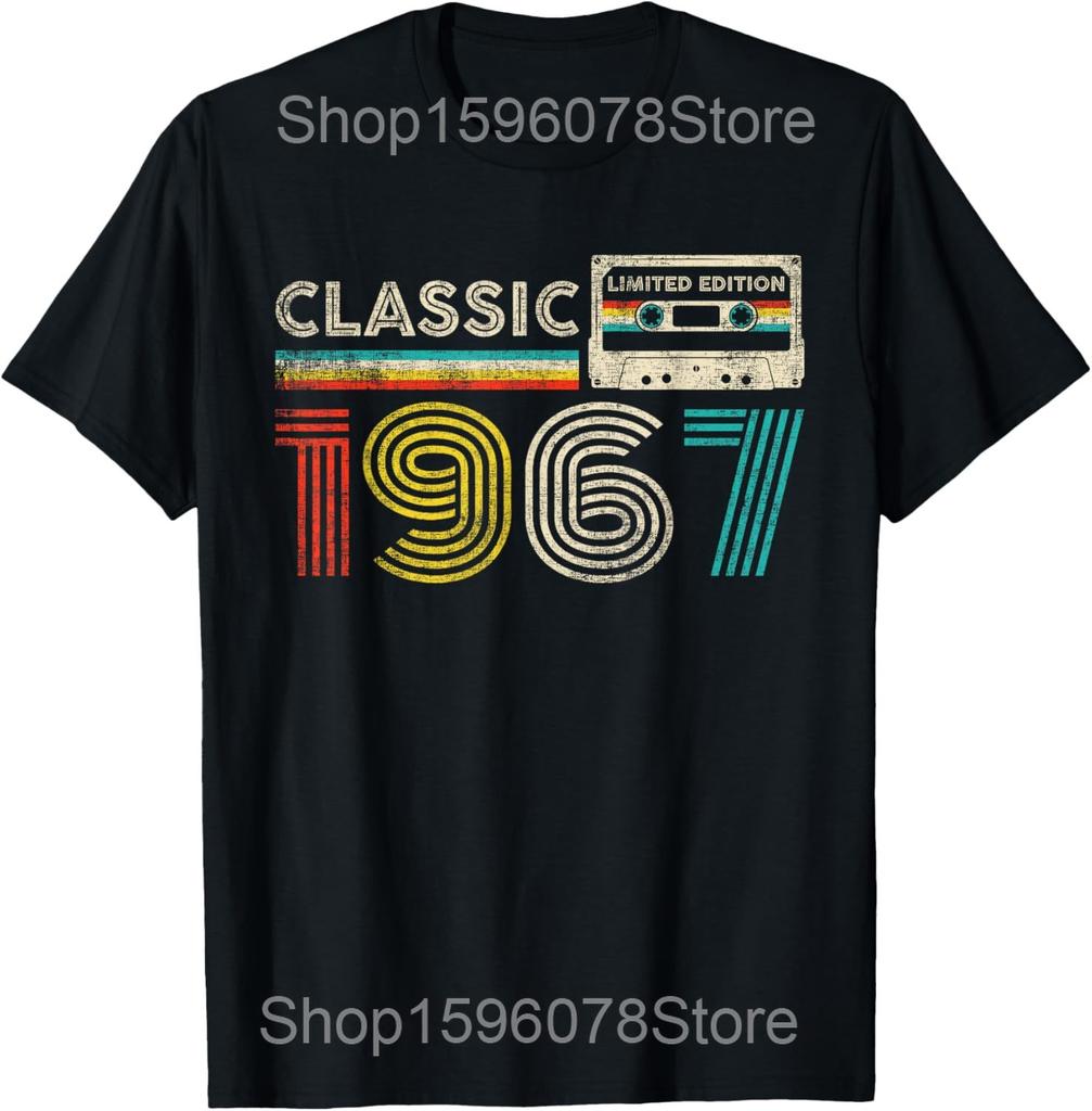 Funny Vintage 58th Birthday 1967 58 Years Old T Shirts Men Cotton Humor Streetwear Tee Shirt Short Sleeve Unisex Loose Clothing
