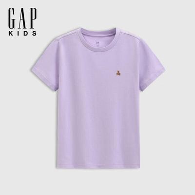 Girls' Cotton Bear Embroidered Short Sleeve T-Shirt