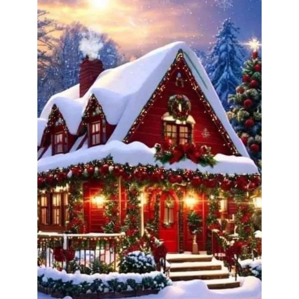 Diamantmaleri Kunst Full Drill Juletrehus Diamantmaleri Håndlaget Snøhvit Day Diy Diamant Mosaikkmaleri Hjemdekorasjon Julegave