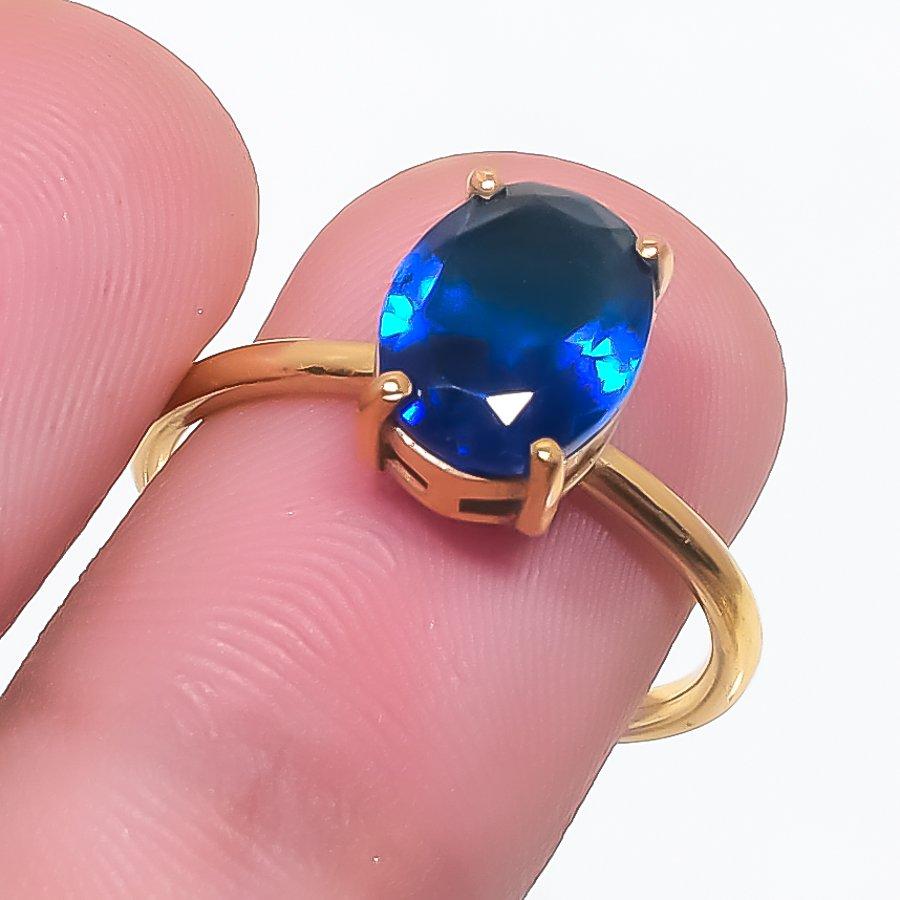 

London Blue Topaz Gemstone 925 Sterling Silver Jewelry Ring Size Adjustable KJ-1363