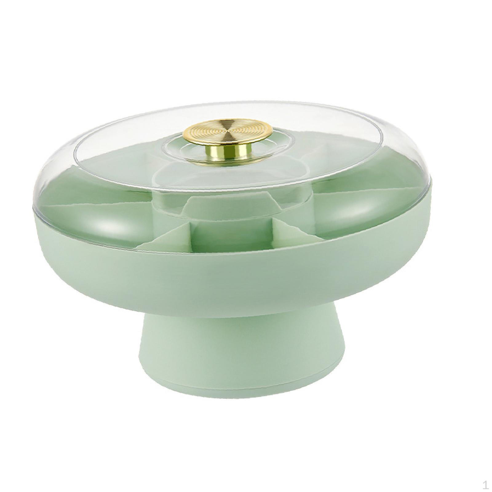 

Divided Serving Dishes Fruit Plate Snack Tray, Rotating ,Round Appetizer Platter for Table зелений