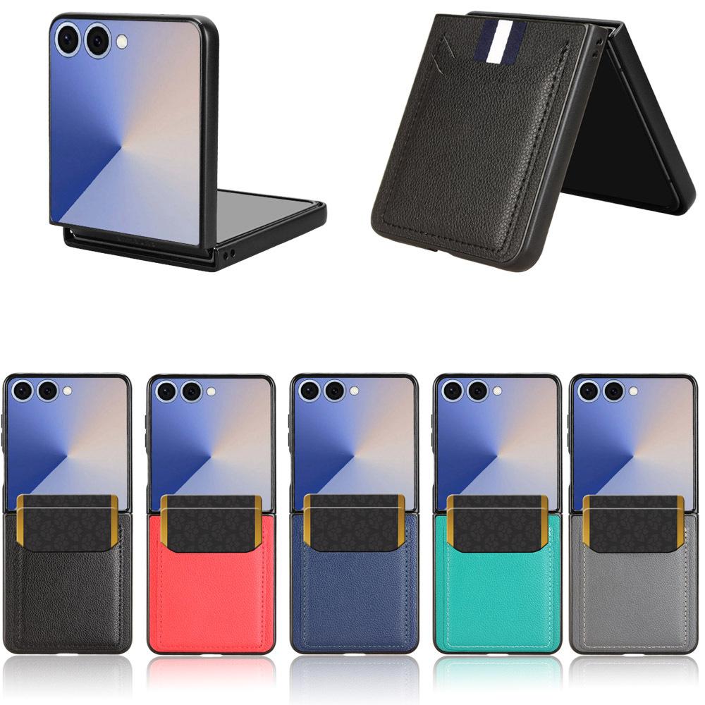 case for Samsung Galaxy Z Flip 7 FE Protective cover with litchi pattern and card slot phone case Shock Proof Anti-Fingerprint