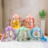 1200ML Cute Water Bottle With Straw Stickers Big Belly Cup Large Capacity Sports Bottles Water Jug One Button Lid Kettle
