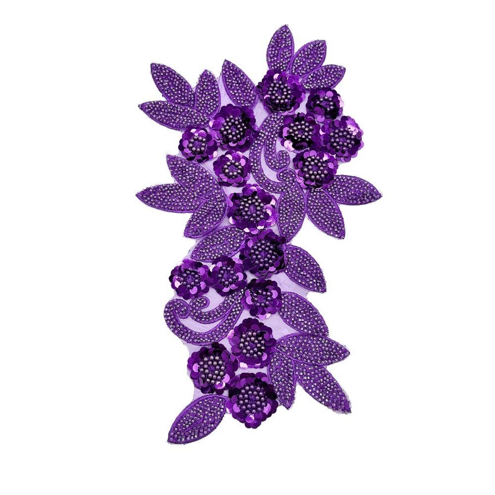 Embroidery Cloth Sticker Sequin Embroidery Patches Decorative Floral Lace Fabrics Applique  Girl