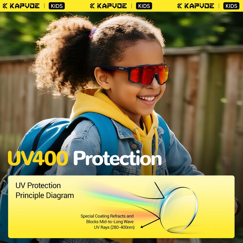 Kapvoe New Kids Polarized Sunglasses UV400 Cycling Boys Girls Hiking Eyewear Child Camping Goggles Fishing Running Glasses 2026