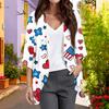 Ladies Fashion Loose Casual Print Beach Holiday   Sleeve Chiffon Cardigan