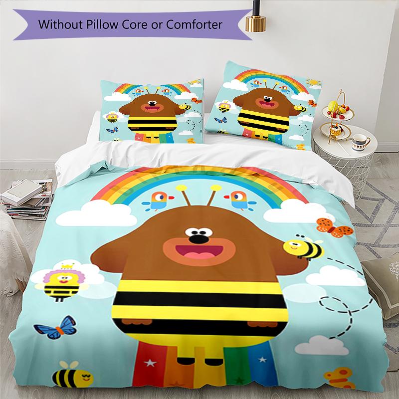 3pcs Hey Duggee3 Design Cover Set - HD Printed Bedding with 1 Cover and 2 Pillowcases - Perfect for Home and Dorm Decor