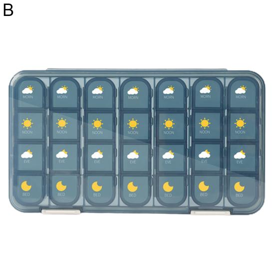 Pillendose Große Kapazität Auslaufsicher 3/4 Mal Täglich Wöchentlich Unterteilter Pillenspender Haushaltswaren