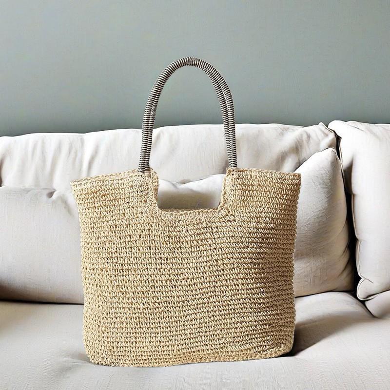 

Casual Woven Bag Simple Large-capacity One-shoulder Portable Handmade Straw Seaside Vacation Beach Female 37x42x10cm