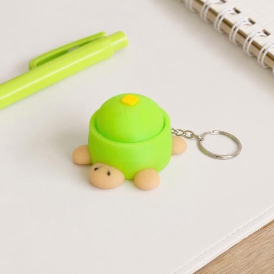 Keychain Pendant, Cartoon Turtle Design 3D Printed Food Keychain, Stress-Relief Buttons Finger-Clicking Keychain