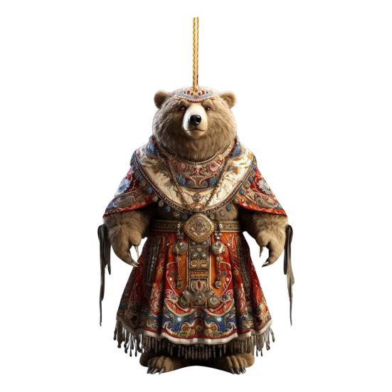 Polar Bear Christmas Ornament Cute Bear Xmas Tree Ornament 2D Acrylic Hanging Pendant for Car Interior Home Decor
