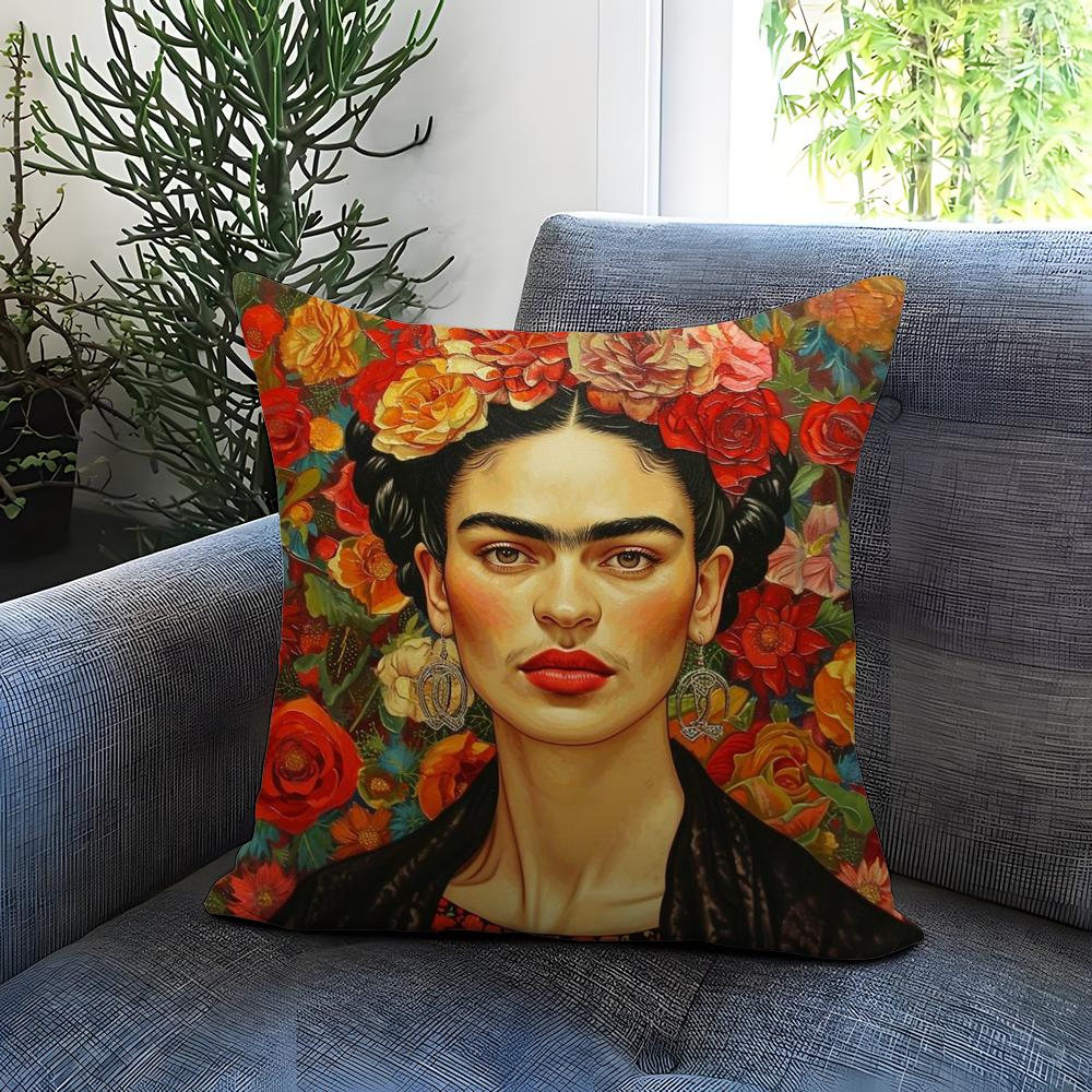 F-Frida K-Kahlo Painting Art Cushion Cover Comfortable Reversible Pillow Cover Ideal for Car Sofa Bedroom & Beyond