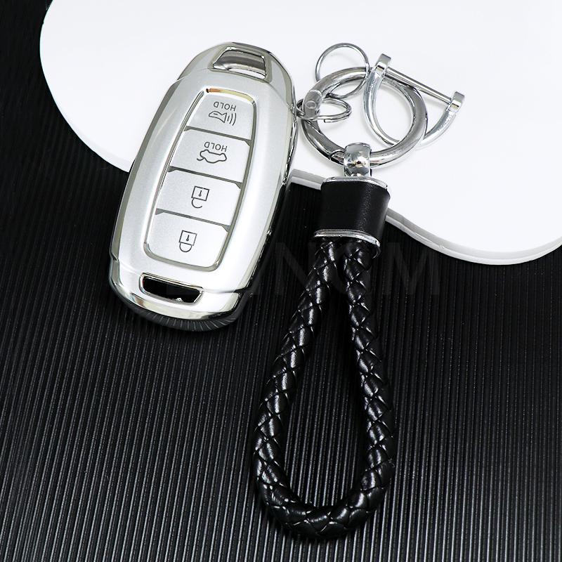 For Hyundai I30 Ix35 Kona Encino Solaris Azera Grandeur Ig Accent Santa Fe Palisade 4 5 Buttons Tpu Car Key Case Cover Keychain