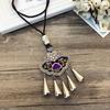 Retro Long Fashion Classical Embroidery Fringed Necklace Temperament Wind Chimes Pendant Miao Sweater Chain Accessories