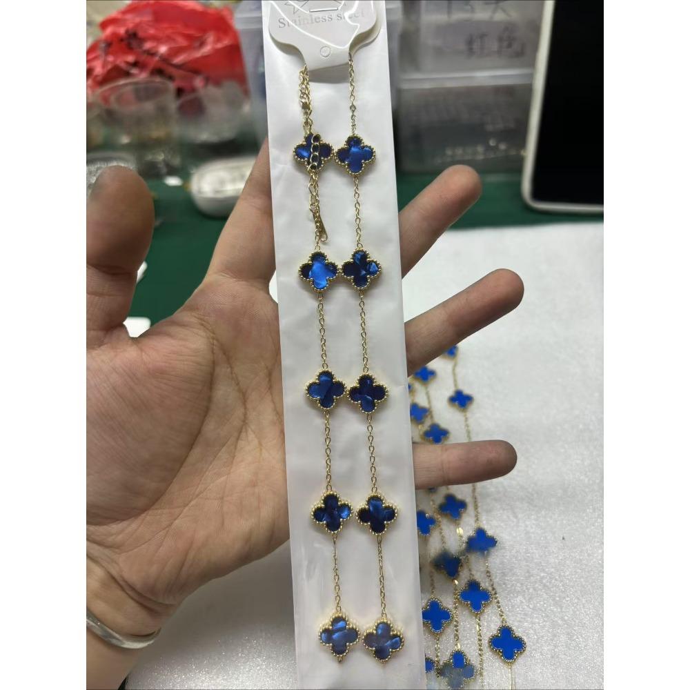 High-end Ten-flower Necklace Double-sided Four-leaf Clover Clavicle Chain Luxury High-end Women's Necklace