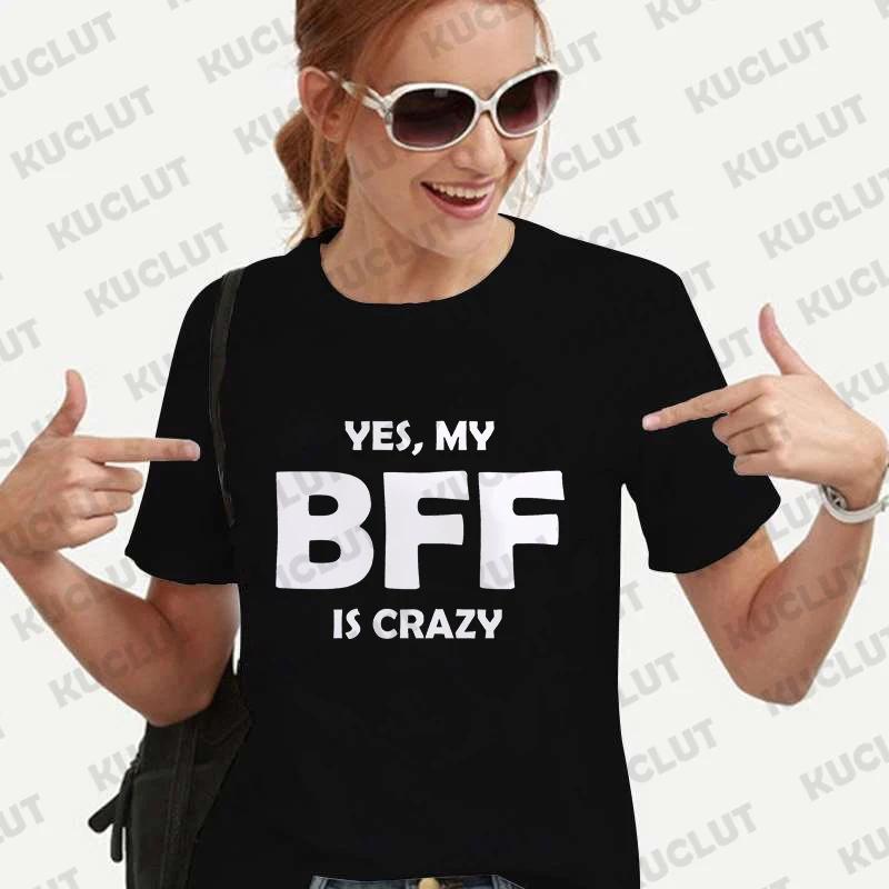 BFF Unisex T-Shirt Vintage Tee Lockere Oberteile Crazy BFF Lustiges Geschenk Beste Freunde Geburtstag T-Shirt für Unisex Sommer Harajuku T-Shirts