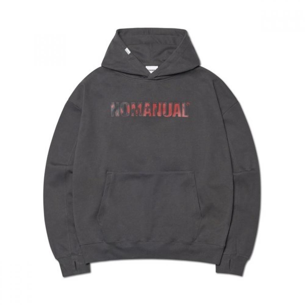 Stamped Logo Hoodie Charcoal Nomanual S