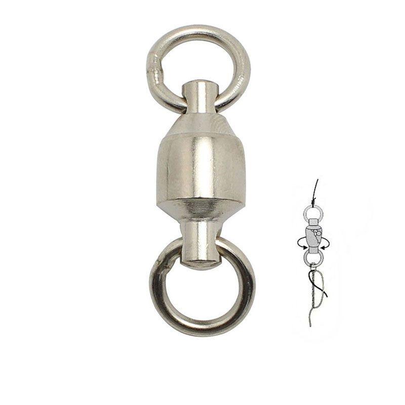 50pcs Ball Bearing Swivels Double Round Split Rings Connectors Fishing Tackle