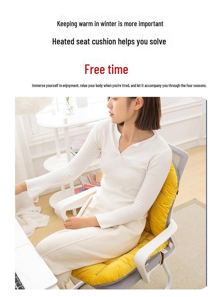 Heated Seat Cushion with Backrest and Lumbar Support for Office Chairs