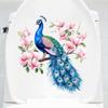 Elegant Peacock & Floral Toilet Stickers, Waterproof Removable Decals for Bathroom & Living Room Wall Decor