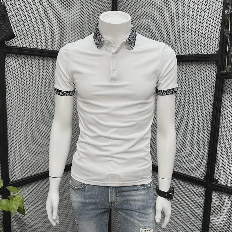 Men's Slim-Fit Patterned Collar Polo Shirt - Summer 2023 Fashion Trend