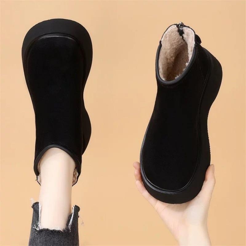 Thick-soled Shoes, Height-increasing Cotton Boots, Snow Boots, Women's Boots with Fleece Warmth, Short Snow Boots