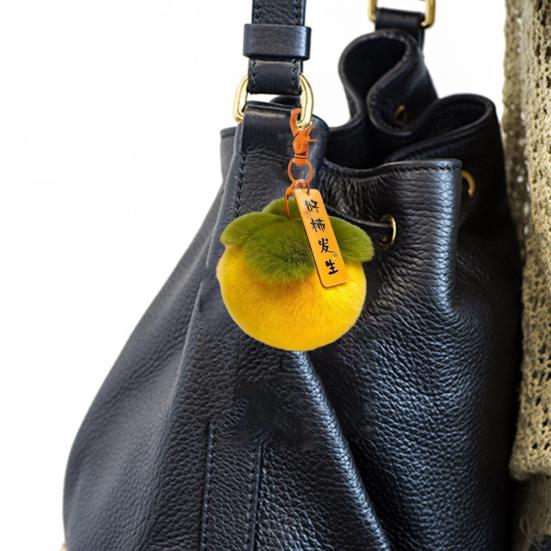Colorful Persimmon Band Soft Keychain with Lucky Blessing Plush Cute Persimmon Plush Toy Ornament PP Cotton Stuffed