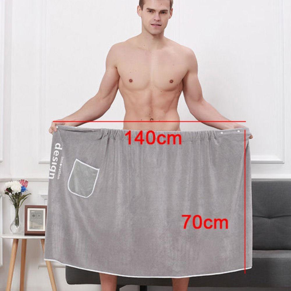 With Pocket Shower Towel Solid Color Short Towel Skirt Bathrobe Men Wearable Bath Towel Shower
